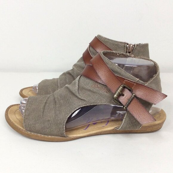 Blowfish Malibu Womens Balla Sandal 7.5 Gladiator Zip Buckle Open Toe Canvas - Picture 5 of 12